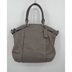 Coach Madison Lindsey Satchel Leather Gray Handbag